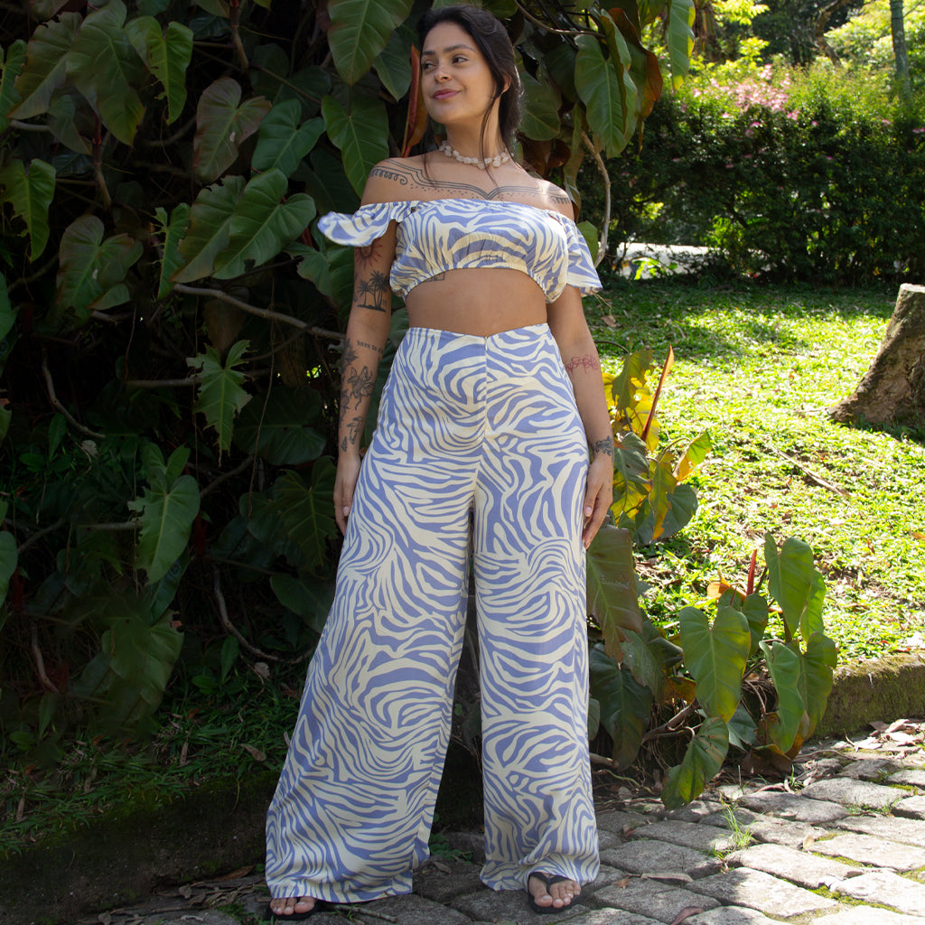 Calça Pantalona Estampada